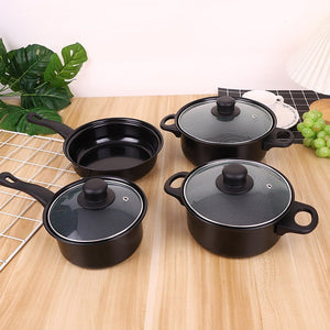 Four-piece Non-stick Multi-functional Soup Pot Combination Glass Cover Suit