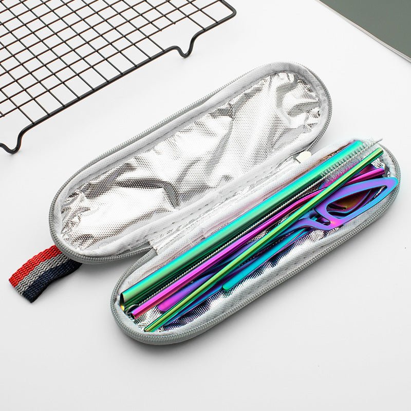 Stainless Steel Straw Combination Knife Fork Spoon