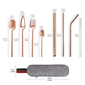 Stainless Steel Straw Combination Knife Fork Spoon