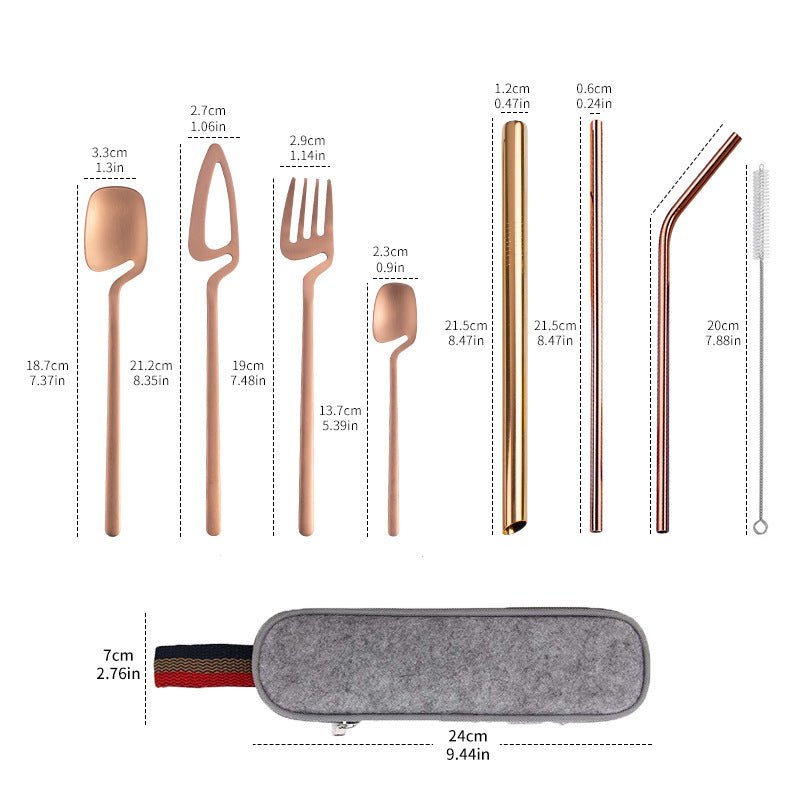Stainless Steel Straw Combination Knife Fork Spoon