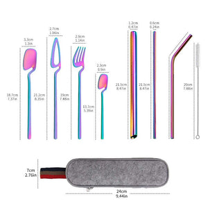 Stainless Steel Straw Combination Knife Fork Spoon