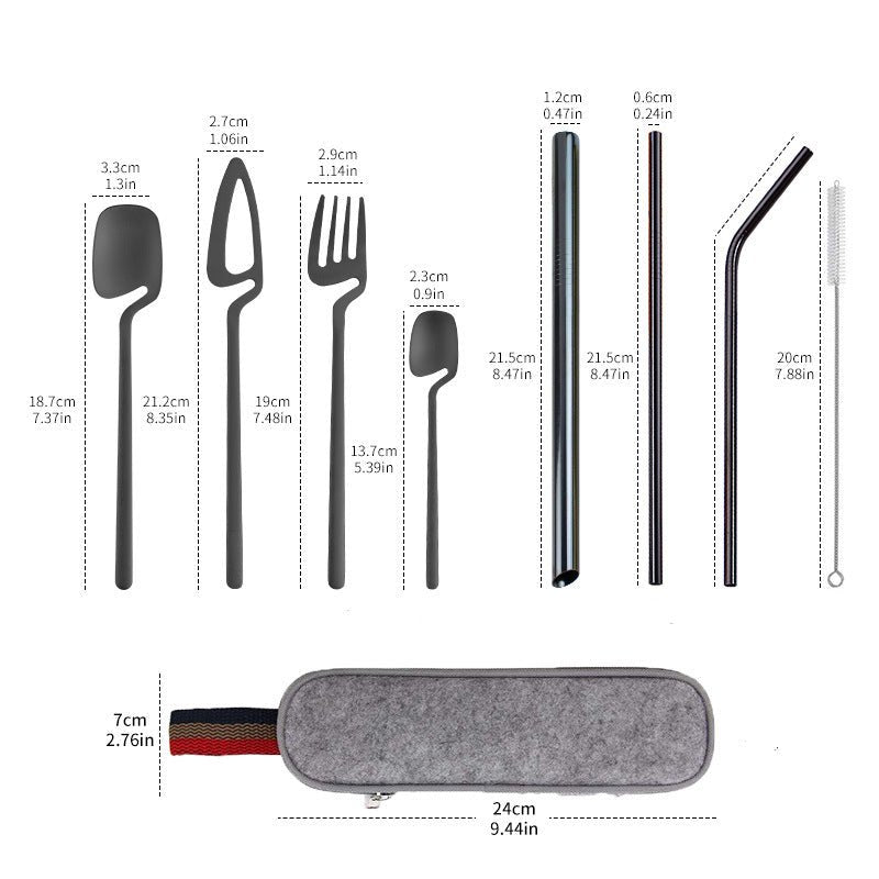 Stainless Steel Straw Combination Knife Fork Spoon