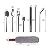 Stainless Steel Straw Combination Knife Fork Spoon
