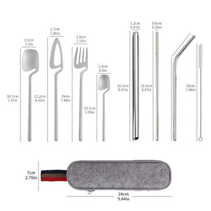 Stainless Steel Straw Combination Knife Fork Spoon